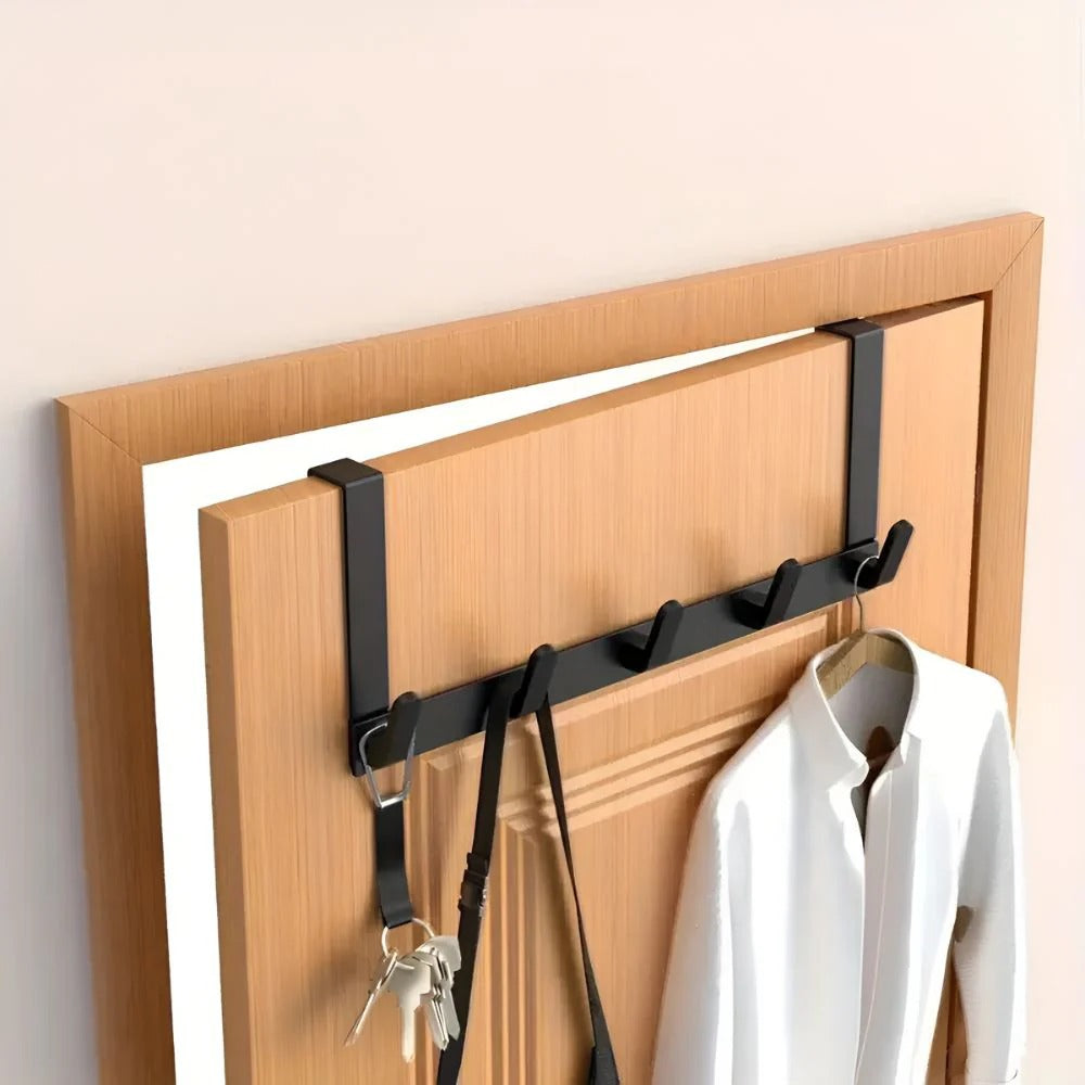 Over-the-Door Hook Rack with 5 Hooks