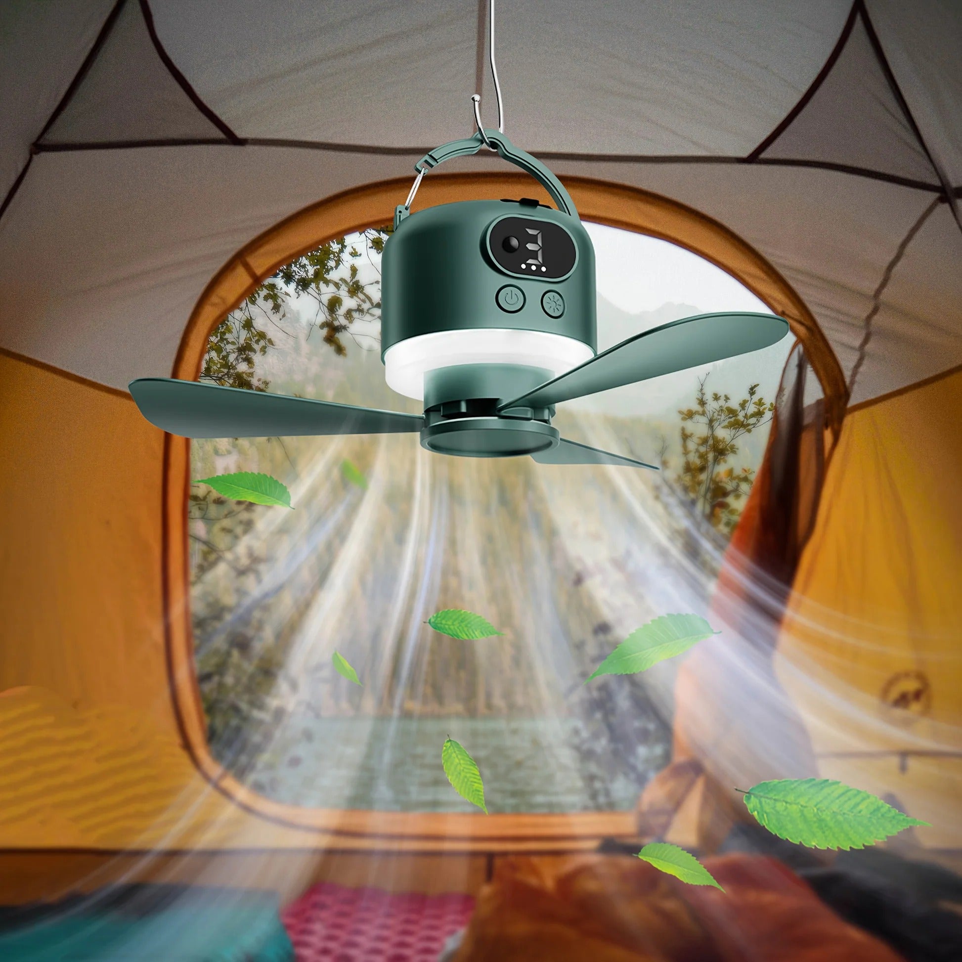 Rechargeable Camping Fan with Emergency Light