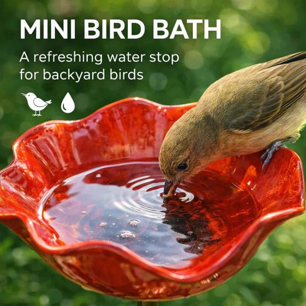 Flower-Shaped Bird Bath Garden Stake
