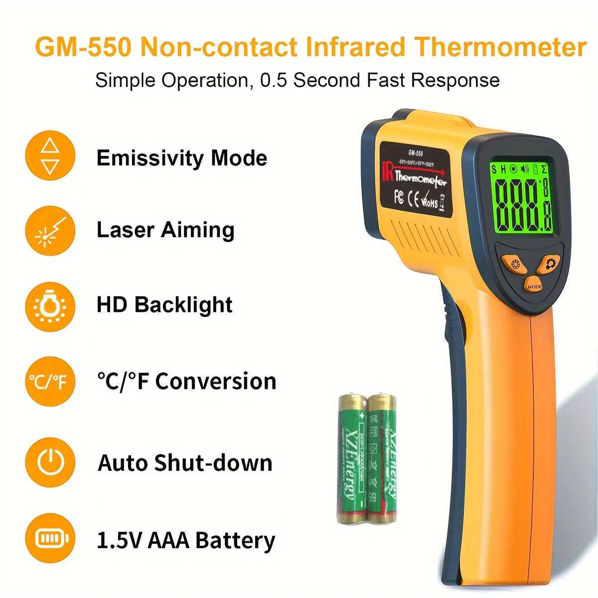 Infrared Temperature Gun with Laser Guide