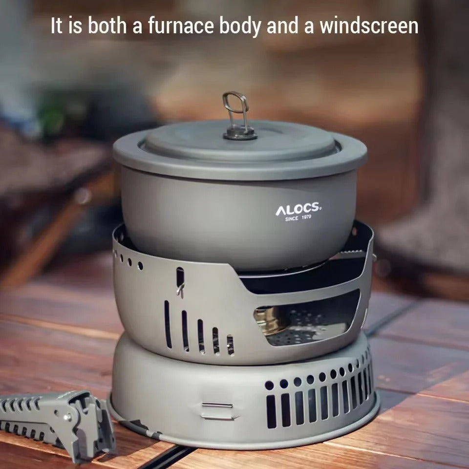 Compact Camping Cookware Set with Windscreen