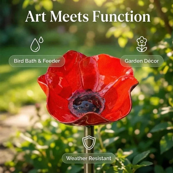Flower-Shaped Bird Bath Garden Stake