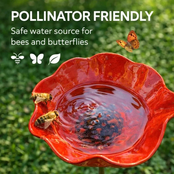Flower-Shaped Bird Bath Garden Stake