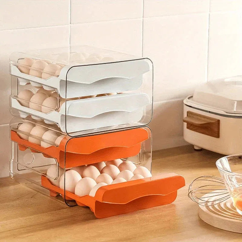 2-Tier Egg Storage Box with Pull-Out Drawers