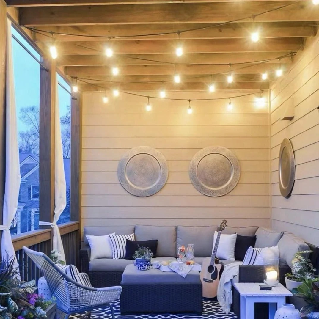 Outdoor Festoon String Lights (15 m, 15 Bulbs)