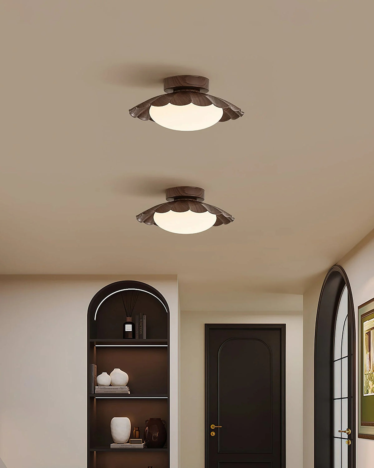 Flush Mount LED Ceiling Light — 9.8" Metal Scalloped Fixture 3000K