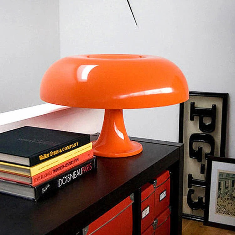 Scandinavian Mushroom Table Lamp with Opal Dome Shade for Bedside and Living Room