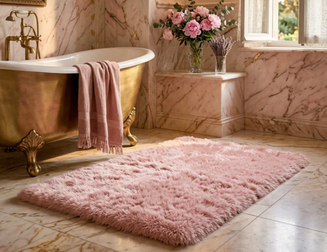 Ultra Soft Plush Microfiber Non Slip Shaggy Bath Rug for Bathroom