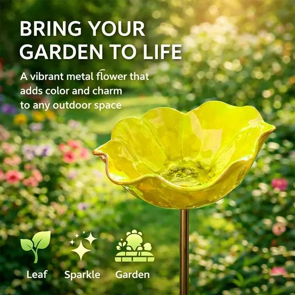 Flower-Shaped Bird Bath Garden Stake