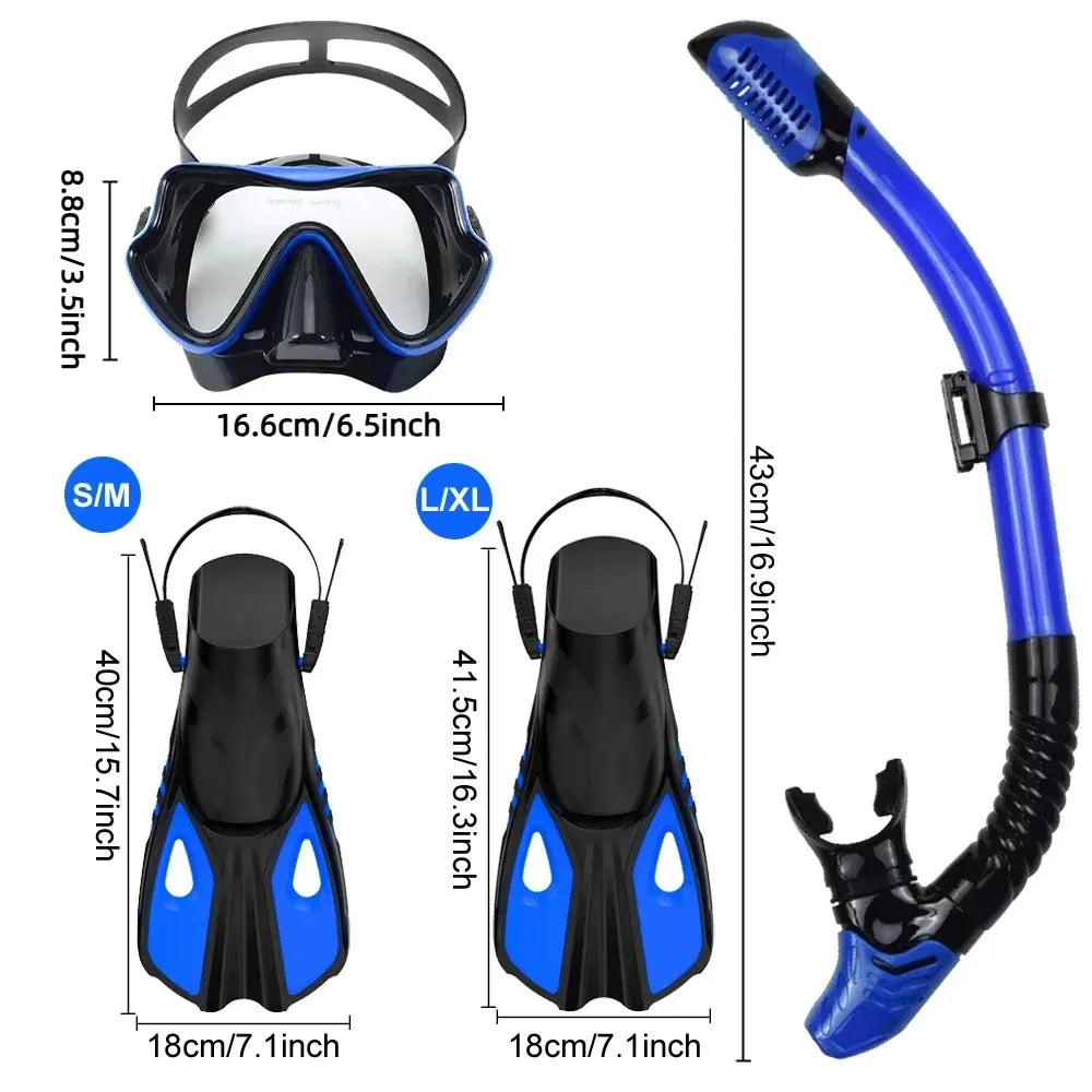 Snorkel Set with Panoramic Mask and Fins