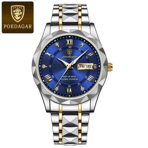 Men's Analog Quartz Watch with Date Window & Luminous Hands
