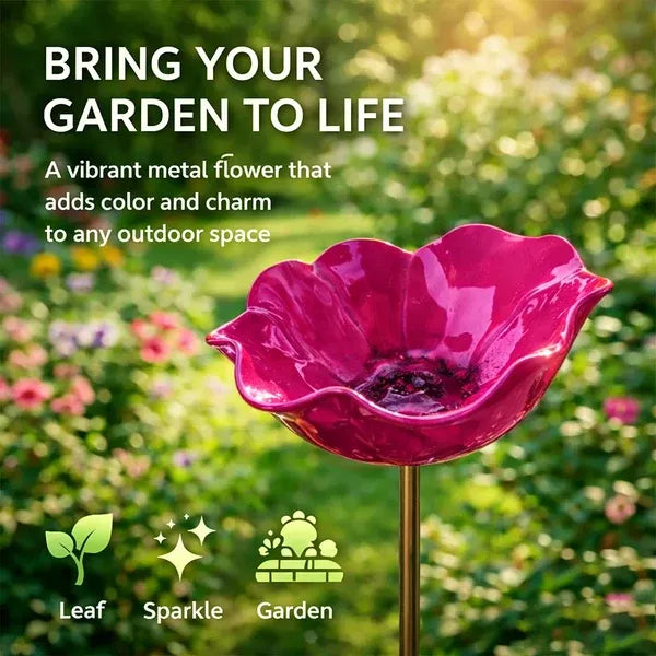 Flower-Shaped Bird Bath Garden Stake