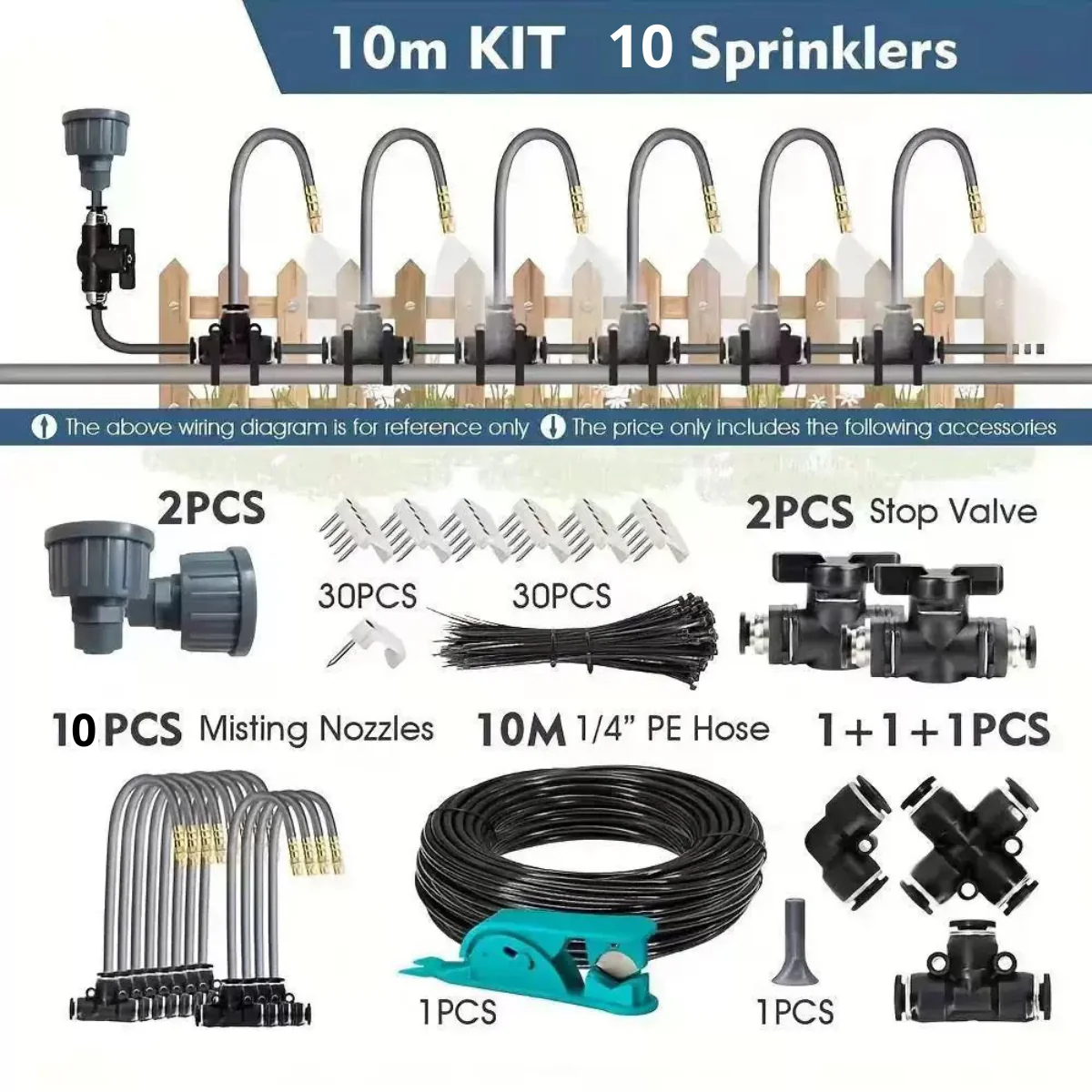 Garden Irrigation Kit with Hose and Sprinklers