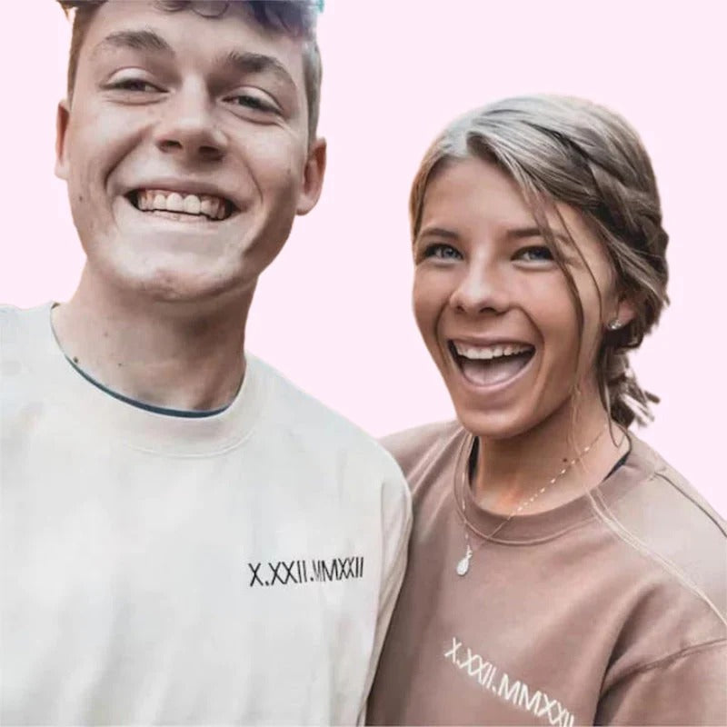 Personalised Couple Hoodie with Roman Numeral Date