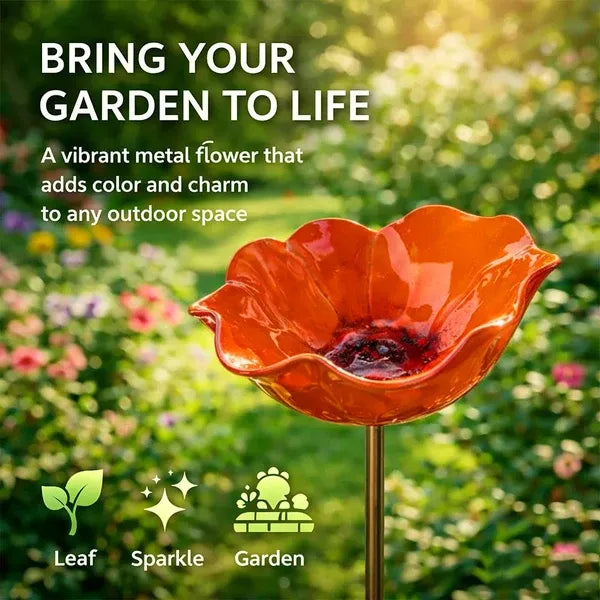 Flower-Shaped Bird Bath Garden Stake