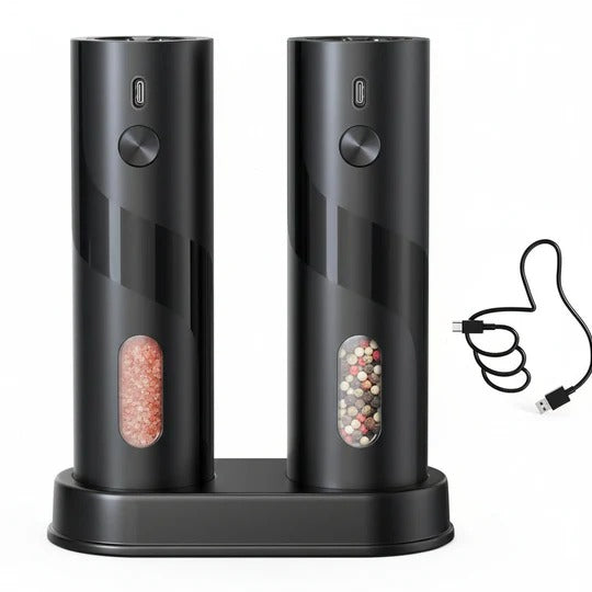 Electric Salt & Pepper Grinder Set with USB Charging Base