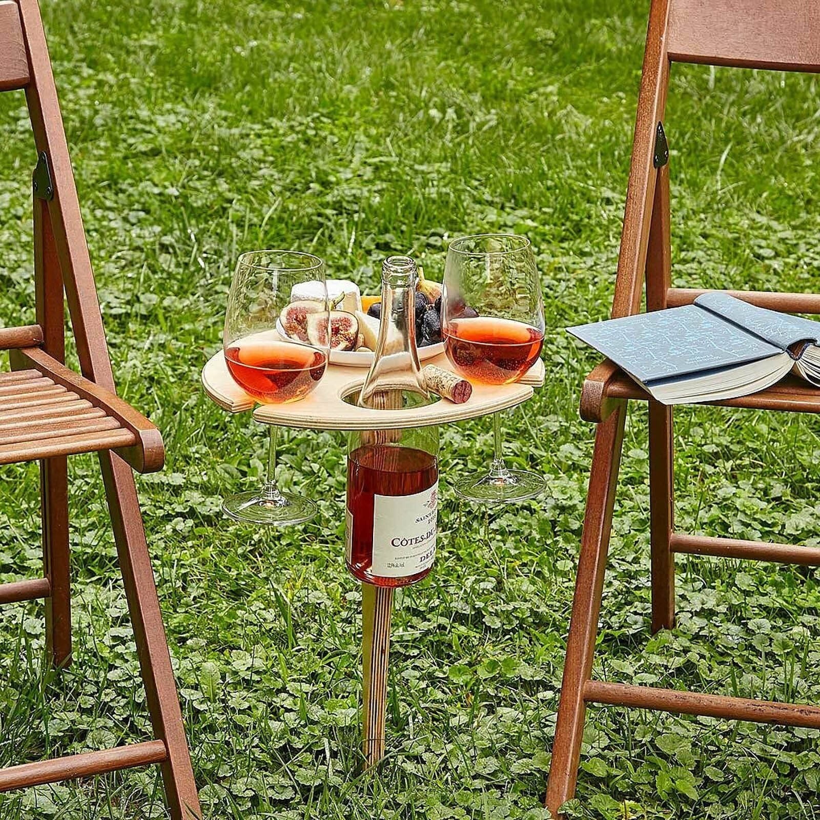 Folding Wooden Wine Picnic Table