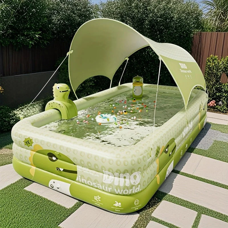 Inflatable Kids' Pool with Sun Canopy (Dino Design)