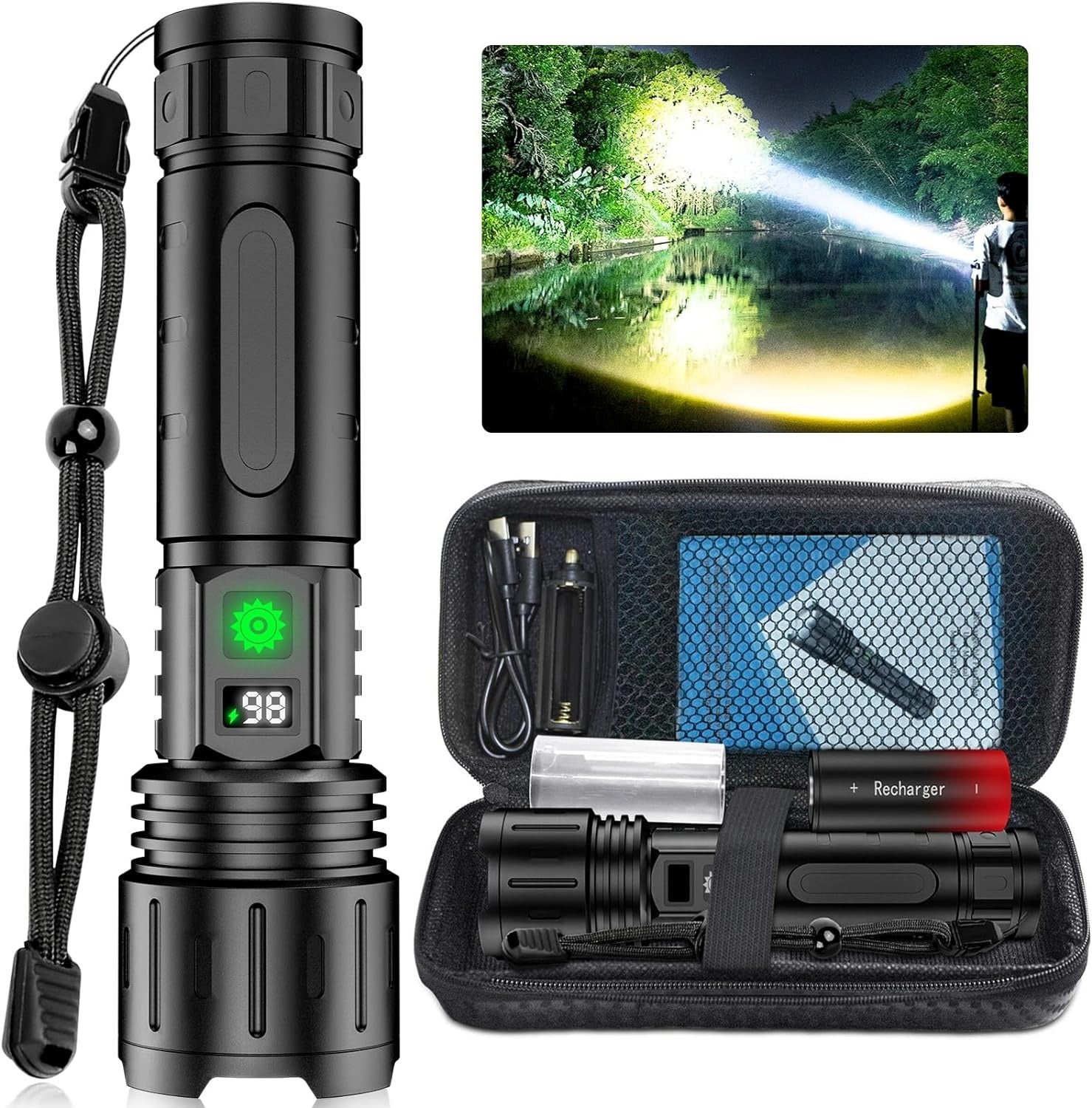 Tactical LED Flashlight with Power Bank