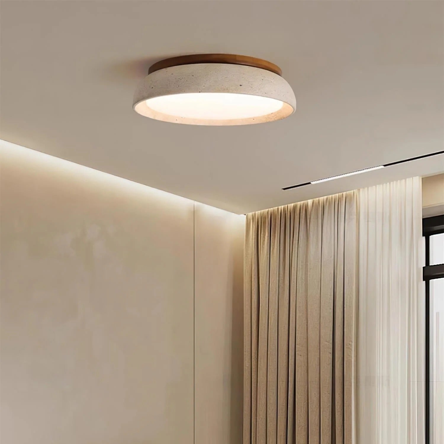 Travertine Stone Flush Mount Ceiling Light for Living Room