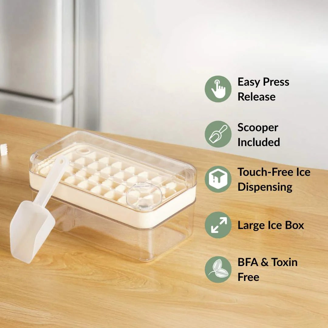Ice Cube Tray with Lid and Container (32 Cubes)