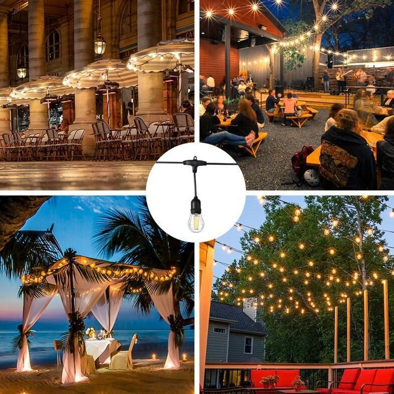 Outdoor Festoon String Lights (15 m, 15 Bulbs)