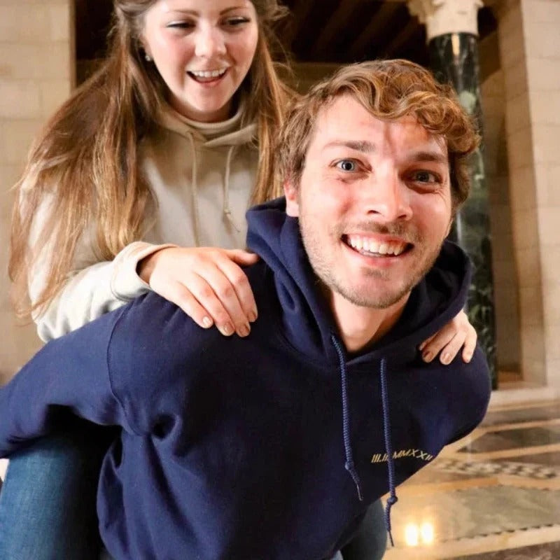 Personalised Couple Hoodie with Roman Numeral Date