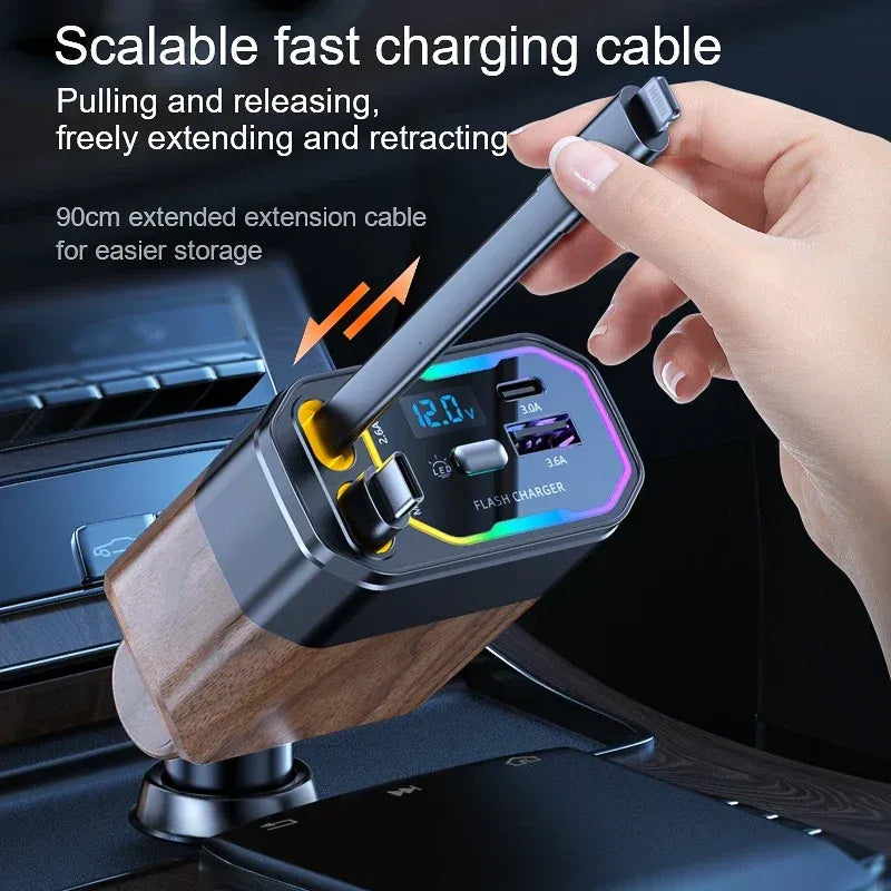 4-in-1 Foldable Car Charger with USB-C