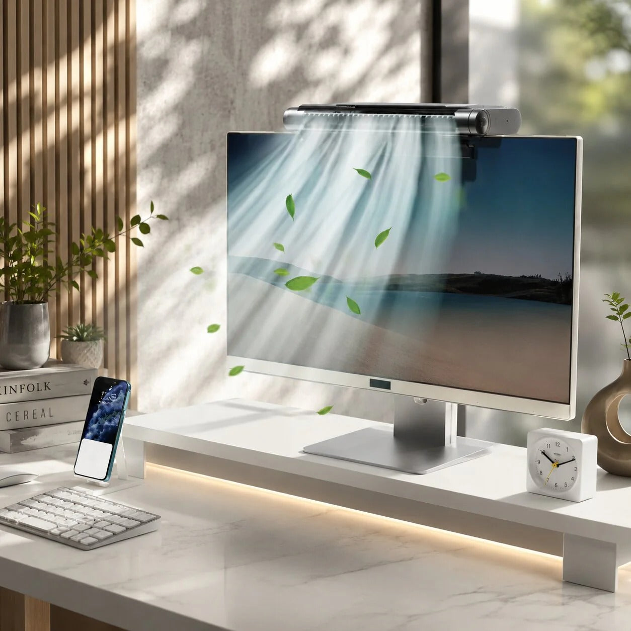 Bladeless USB Desk Fan with LED Light