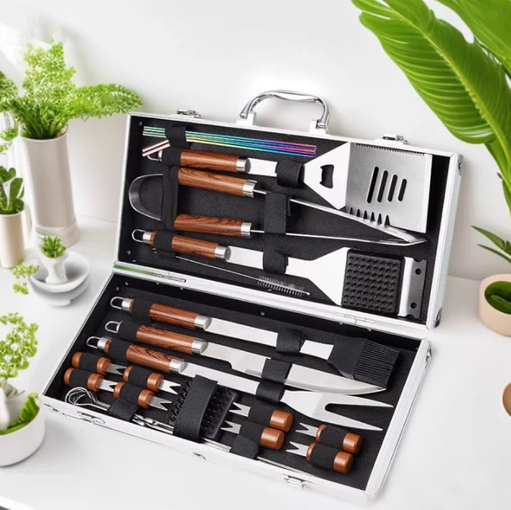 Stainless Steel Grill Accessory Set with Case