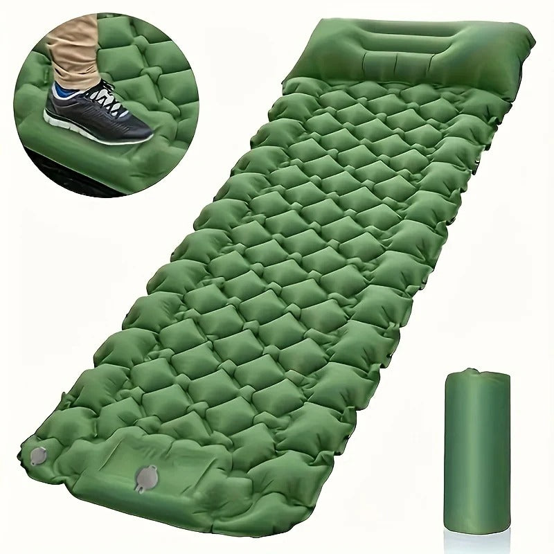 Inflatable Sleeping Mat with Built-In Foot Pump
