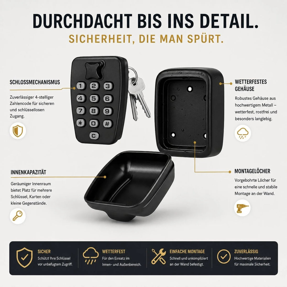 SafeHaus Outdoor Key Safe – Weatherproof Wall-Mounted Lockbox with Combination Code