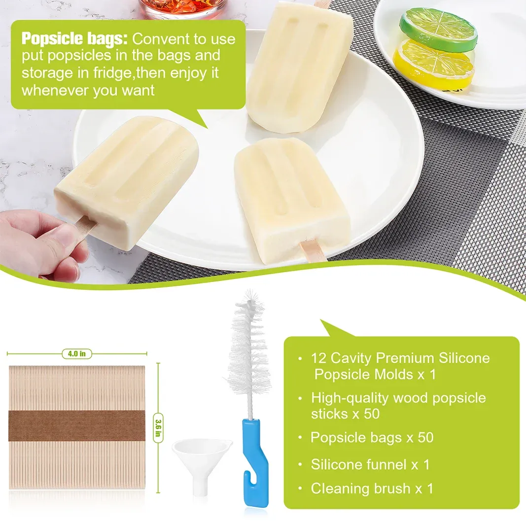 10-Cavity Silicone Popsicle Mould Set