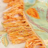 Boho Floral 100% Cotton Tassel Throw Blanket for Bedroom and Couch