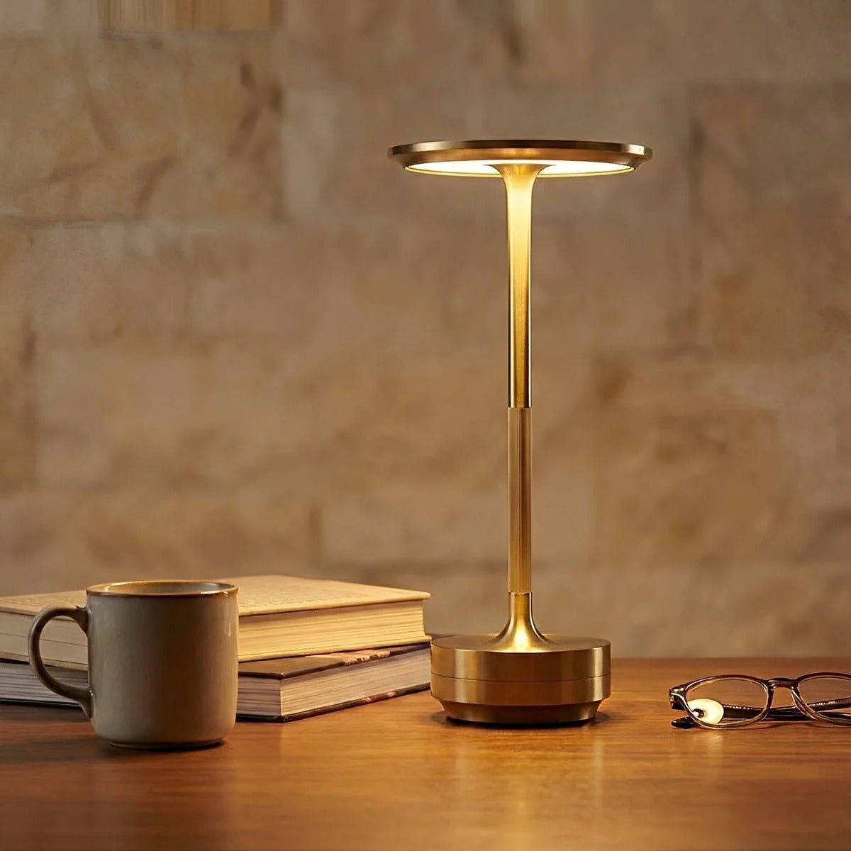 LED Table Lamp Aluminum & Acrylic Dimmable · USB-C Rechargeable
