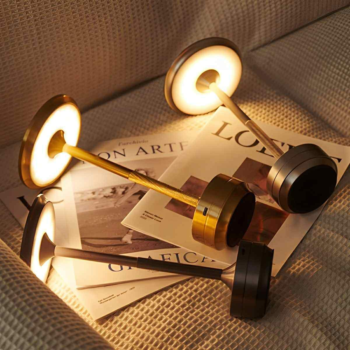 LED Table Lamp Aluminum & Acrylic Dimmable · USB-C Rechargeable