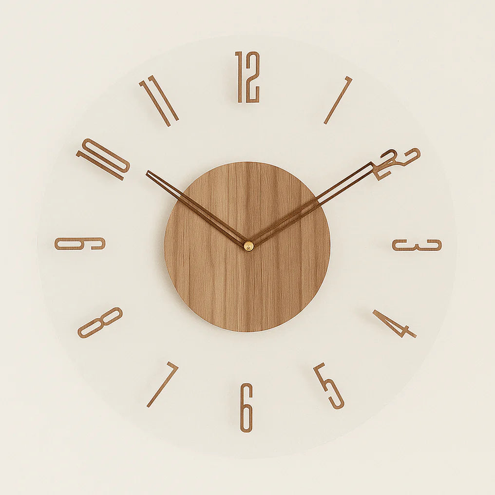 Scandinavian Minimalist Round Wood Wall Clock with Silent Movement