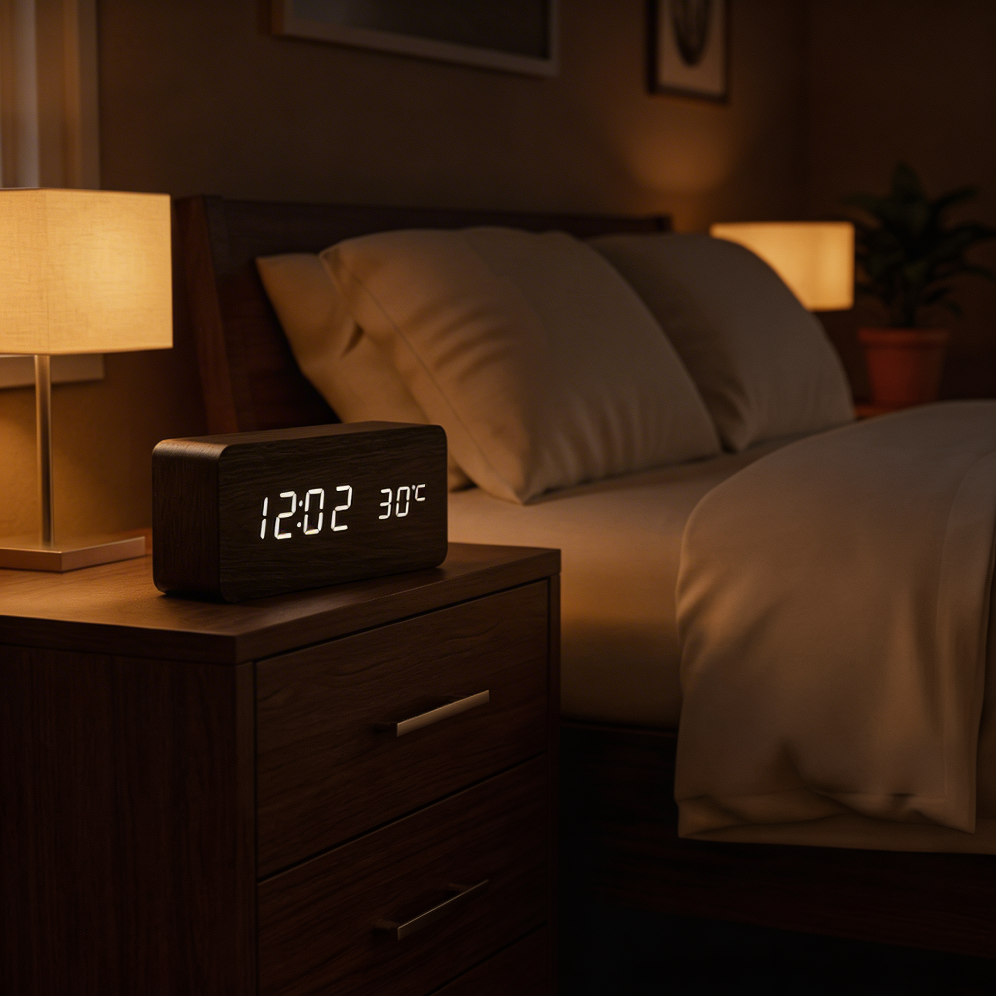 Multifunctional Digital Alarm Clock with Wireless Charging – LED Display