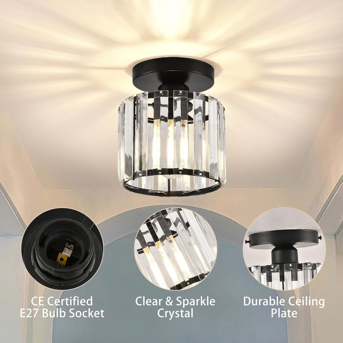 Casa Lumière Plafondlamp - Chique Glasverlichting voor Hal en Woonruimte