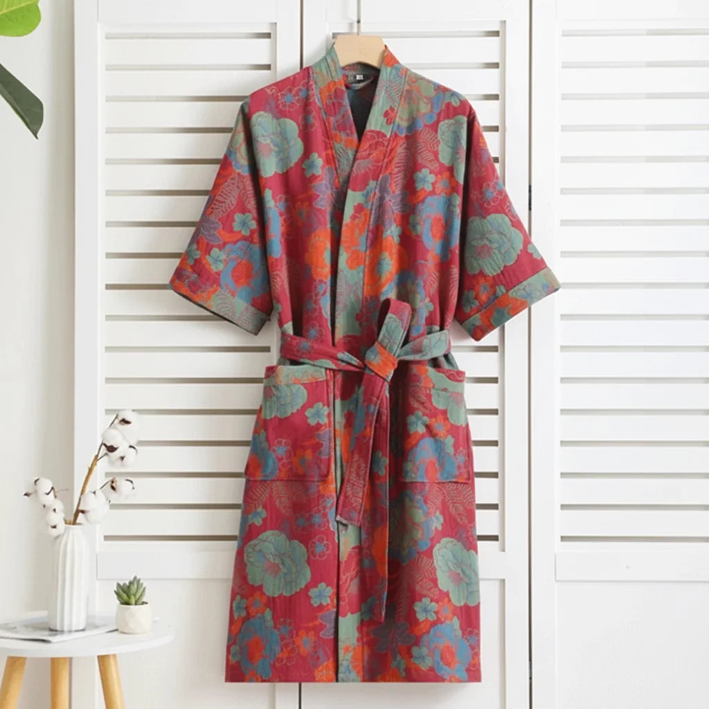 LEAFKIMONO – Reversible Kimono Bathrobe made of Cotton for Natural Comfort