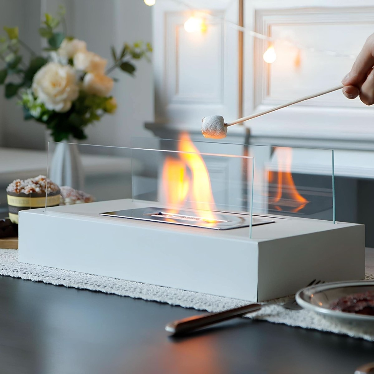 FLAMEGLOW – Portable Bioethanol Table Fireplace for Stylish Flame Ambiance