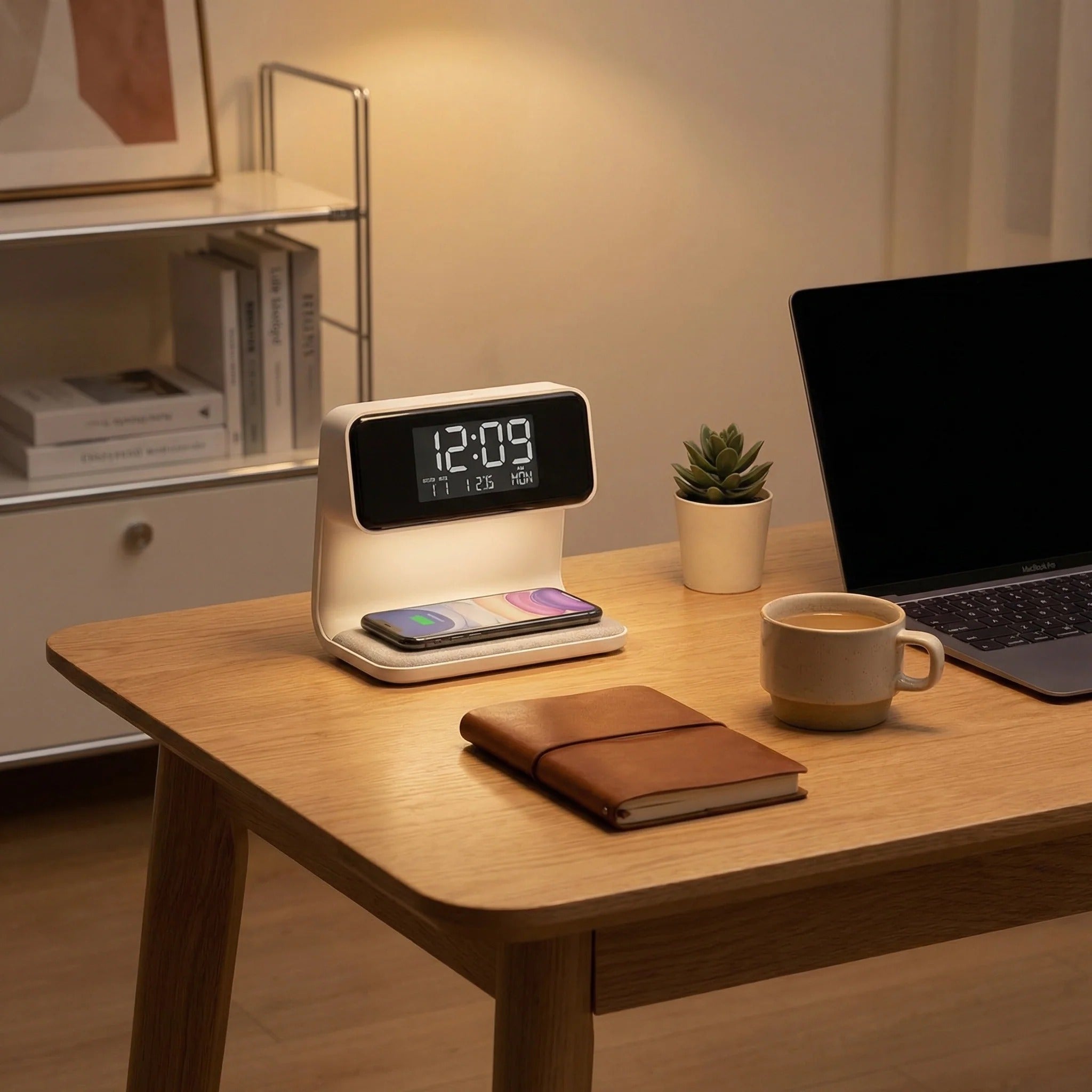 3-in-1 Alarm Clock with Wireless Charging & Night Light