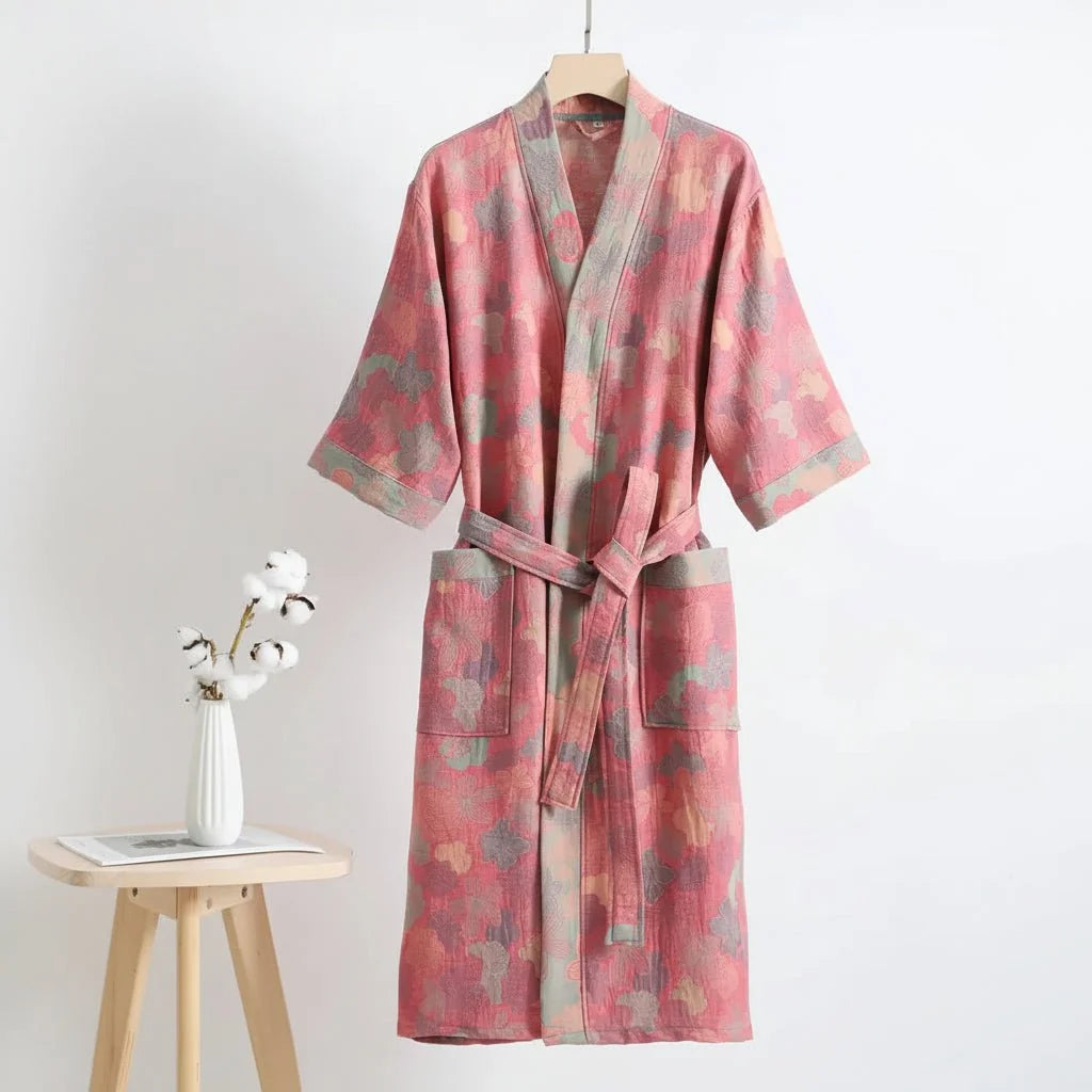 LEAFKIMONO – Reversible Kimono Bathrobe made of Cotton for Natural Comfort