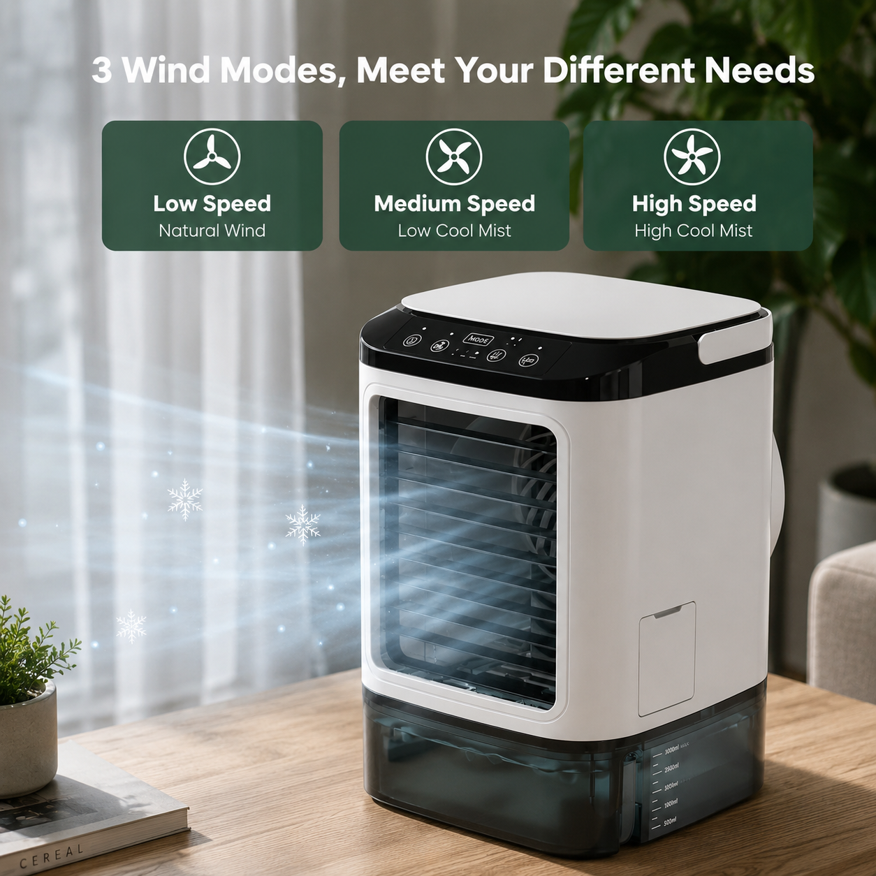 Ultrasonic Misting Portable Air Cooler with LED Night Light Feature