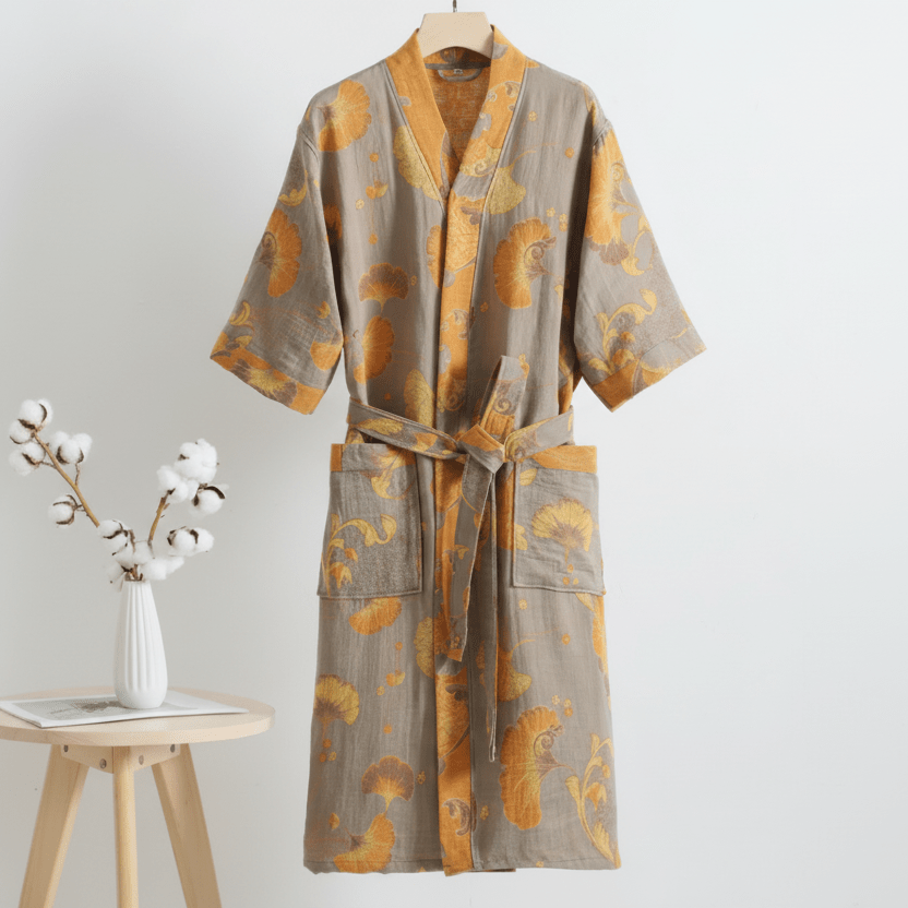 LEAFKIMONO – Reversible Kimono Bathrobe made of Cotton for Natural Comfort