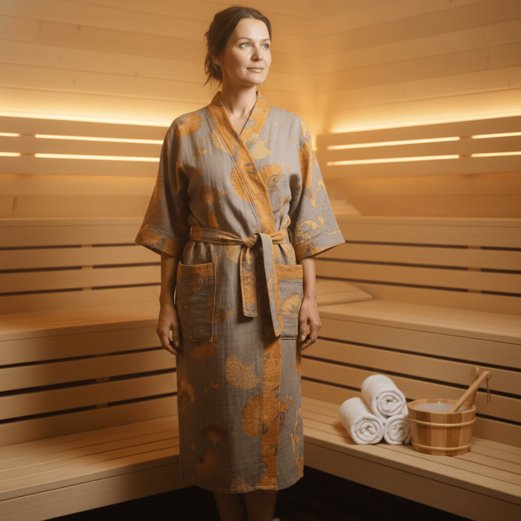 LEAFKIMONO – Reversible Kimono Bathrobe made of Cotton for Natural Comfort