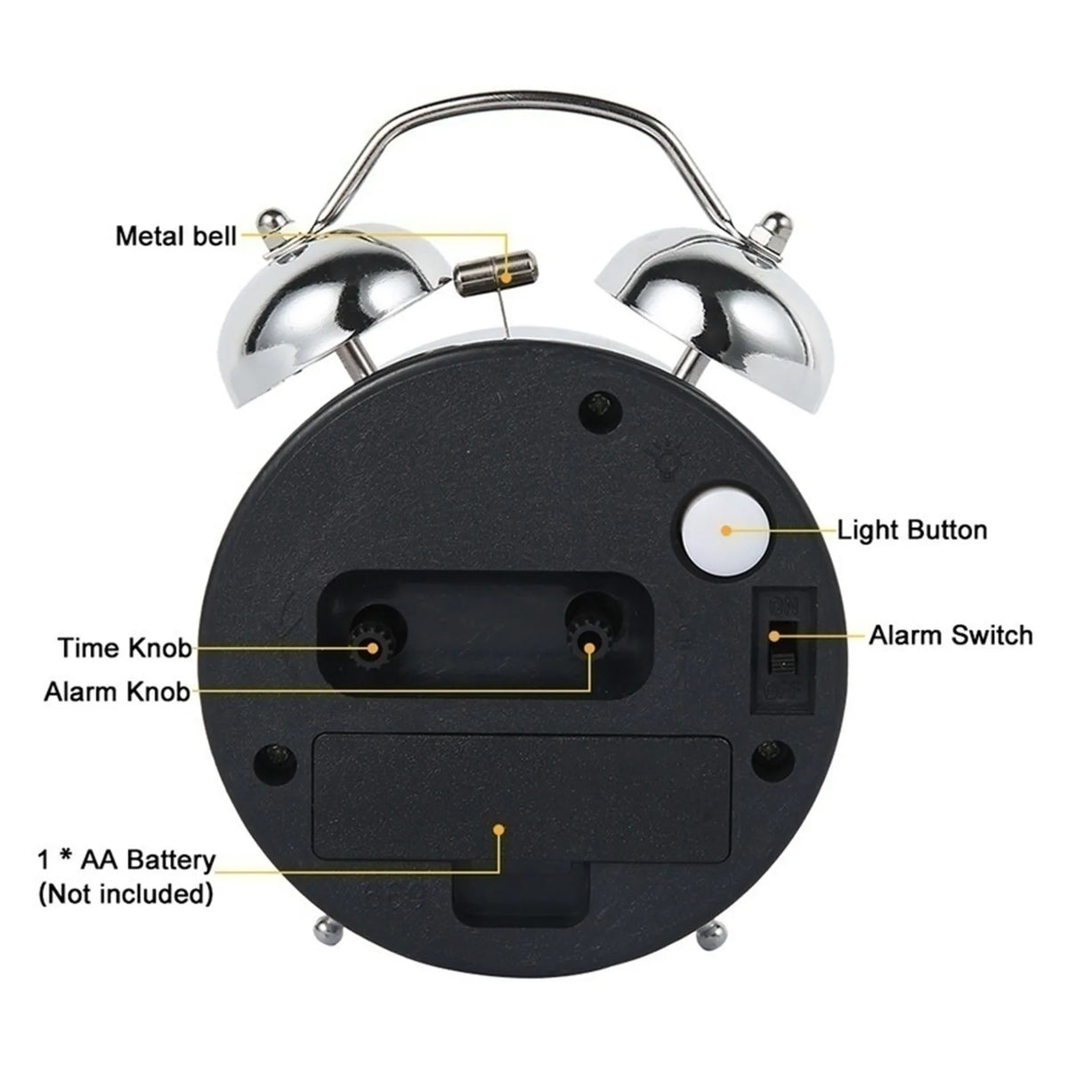 LOUDLUX – Extra loud retro double bell alarm clock for heavy sleepers