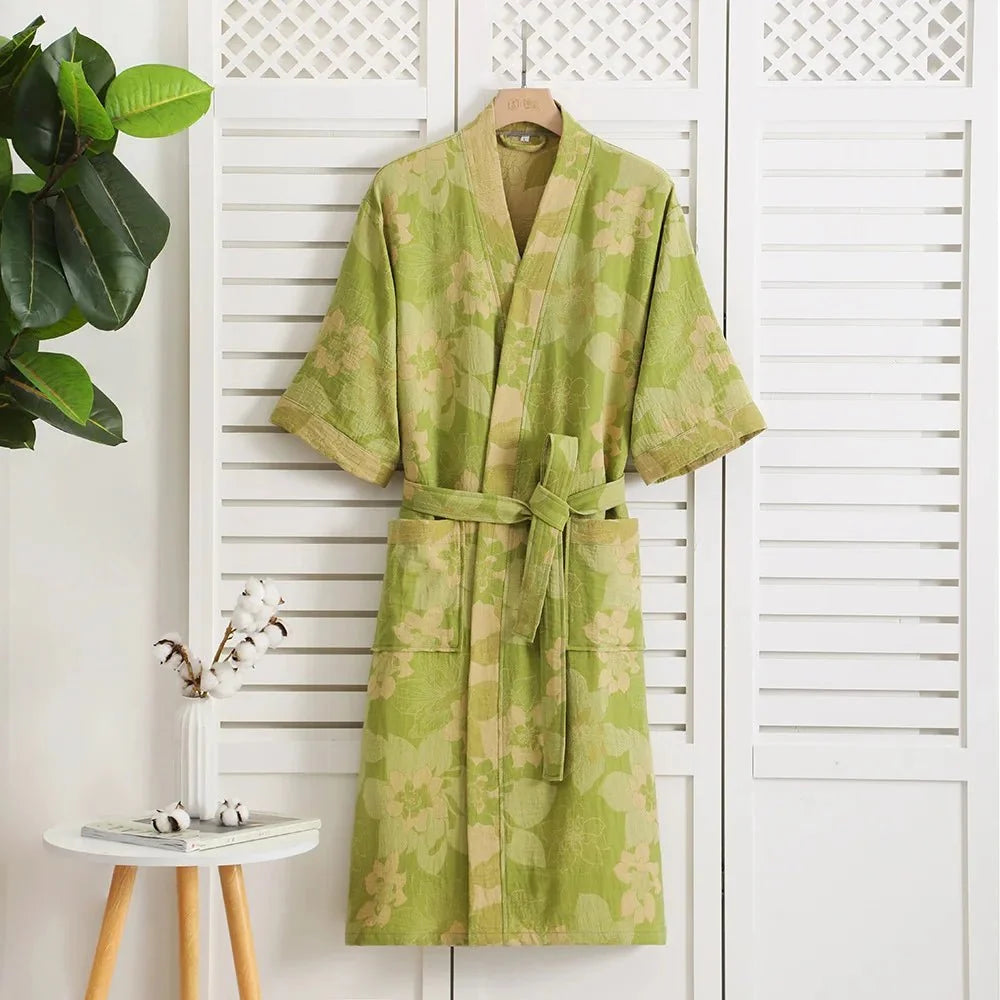 LEAFKIMONO – Reversible Kimono Bathrobe made of Cotton for Natural Comfort