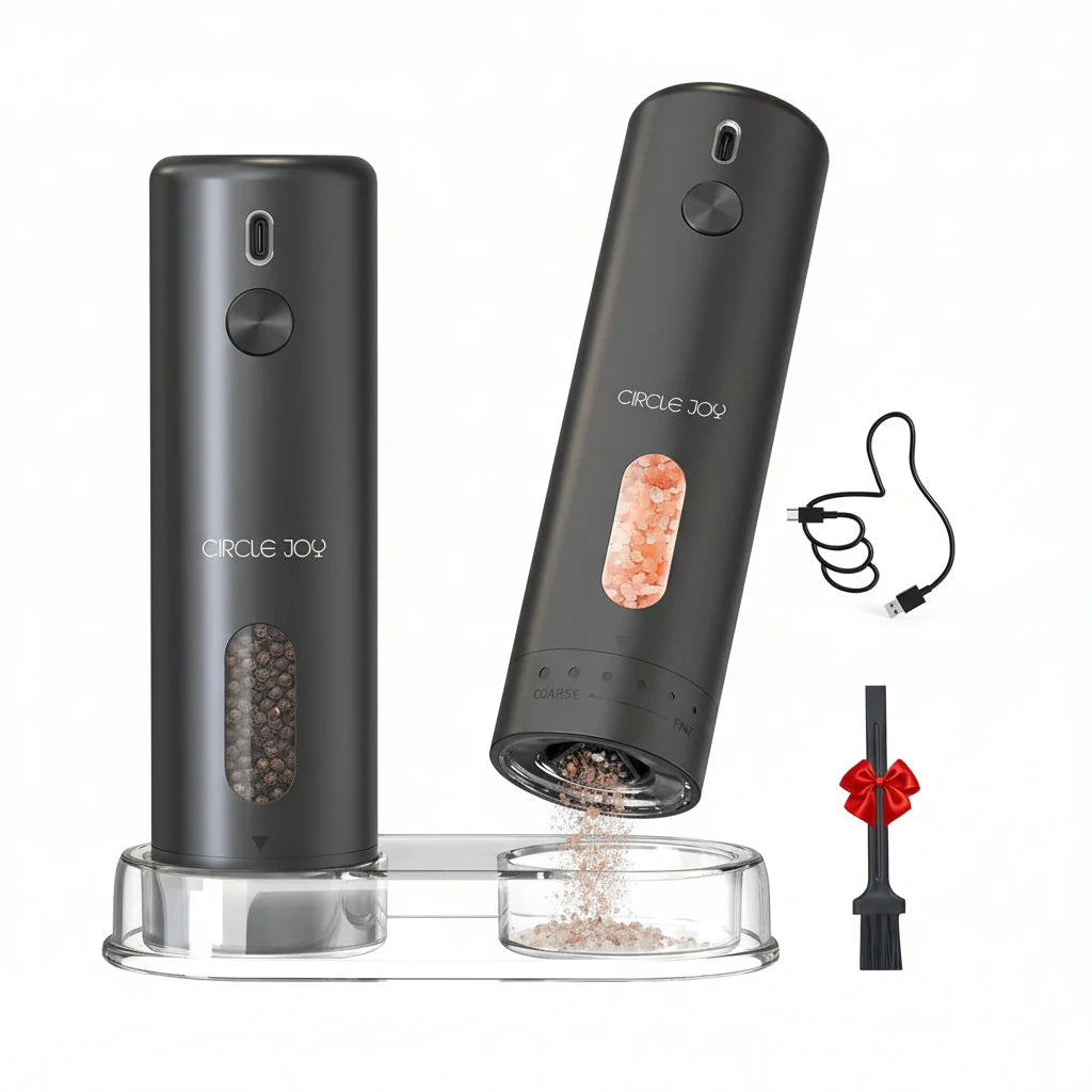Electric Salt & Pepper Grinder Set with USB Charging Base