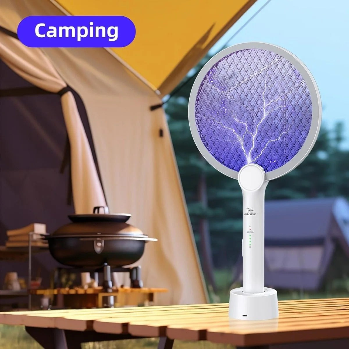Electric Bug Zapper Racket with USB Rechargeable Battery Pack